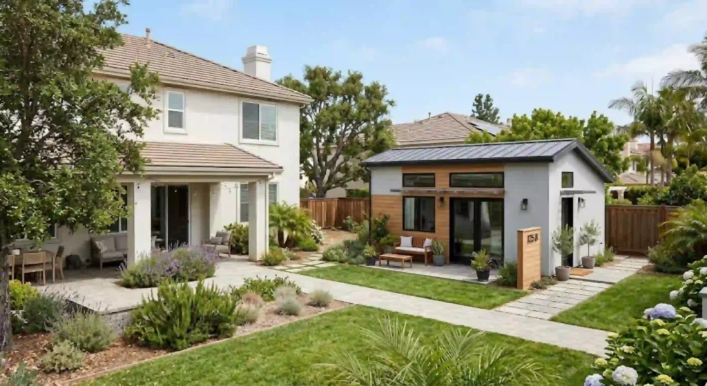 Detached ADU completed behind an Irvine home