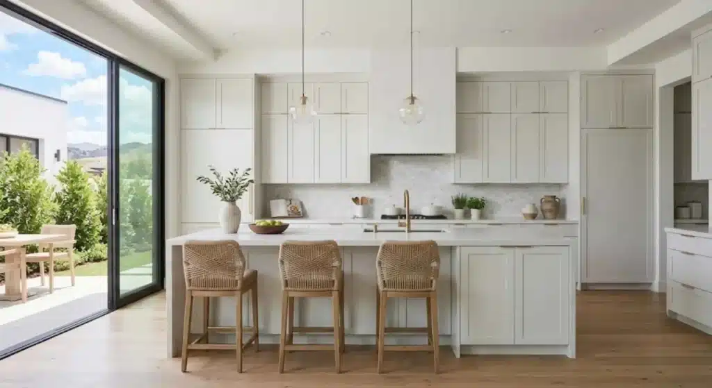 Finished Irvine kitchen featuring custom cabinetry and premium finishes