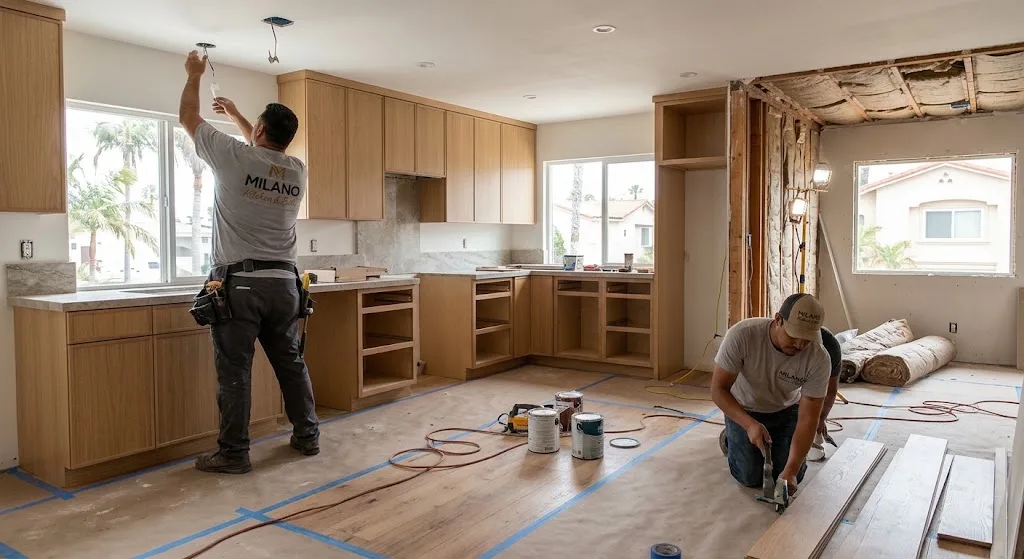 Professional whole home remodeling team working in Costa Mesa